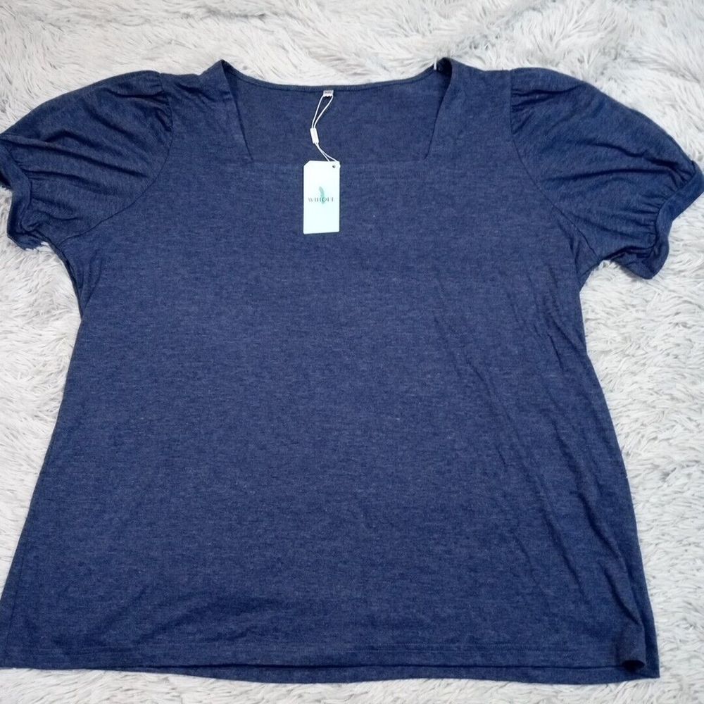Wiholl Shirt Womens 3XL Blue Blouse Top Lightweight Comfort Stretch‎ Casual New